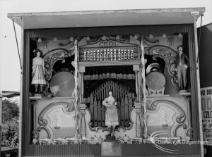 Dagenham Town Show 1970, showing mechanical organ near entrance with facade, organ pipes and figures, 1970