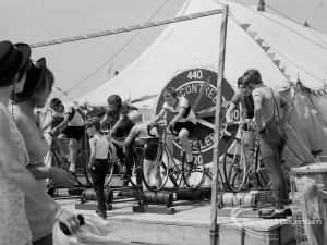 Dagenham Town Show 1970, showing cyclists from Becontree Wheelers on the rollers, 1970