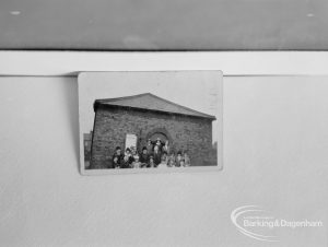 Photographic negative copy of old Valence House Museum photograph, showing old Wangey [Wangye] Chapel, Chadwell Heath, 1970