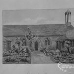 Photographic negative copy of old Valence House Museum photograph, showing original watercolour painting of small Church with turret, 1970