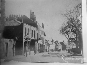 Photographic negative copy of old Valence House Museum photograph, showing ‘Essex Times’ photograph of Broadway and North Street, Barking [dated circa. 1880], 1970