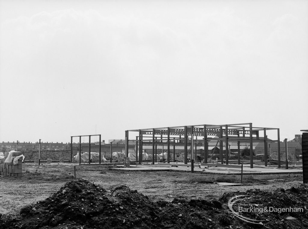 The construction of a school [possibly in Barking or Dagenham], 1970