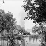 A fire near Dagenham East Station, Dagenham, 1970