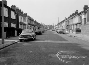 Town Planning improvements, showing Devon Road looking north from railway, on the Eastbury Estate, Barking, 1970