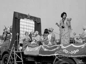 Barking Carnival 1970, showing theatrical float in procession, 1970