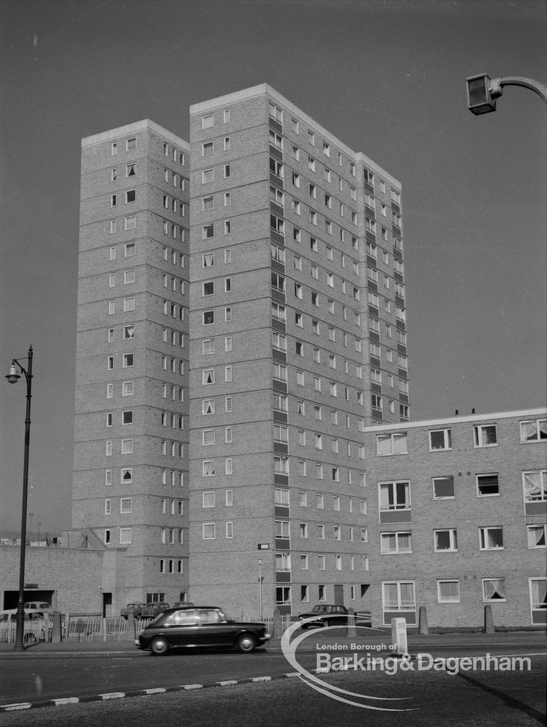 Tower block at Becontree Heath housing development, 1970