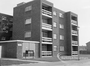 Housing in Hollidge Way, off Church Elm Lane, Dagenham, showing single four-storey block, 1970