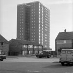 Housing, showing Thaxted House twin-tower block, Siviter Way Dagenham, 1970