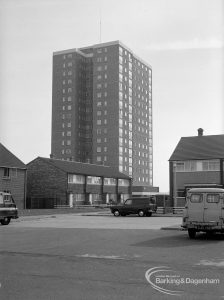 Housing, showing Thaxted House twin-tower block, Siviter Way Dagenham, 1970