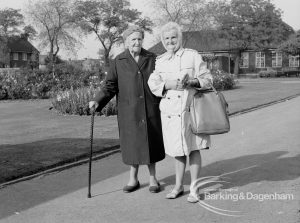 Mrs Low and friend in Old Deer Park, Dagenham, taken from  Grays Court, 1970