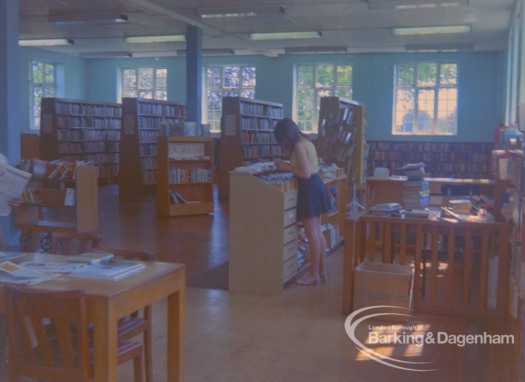 London Borough of Barking Libraries, showing Rectory Library, Dagenham, adult section, 1970