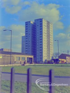 Tower block in Barking, taken from Axe Street in west, 1970