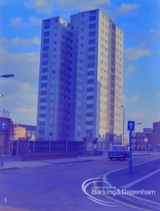 Tower block in Barking, taken from Green to south-west, 1970