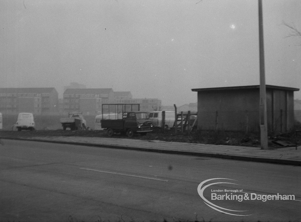 Gypsy encampment, showing scene from across Ballards Road, Dagenham, 1970