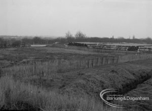 Gypsy encampment, showing temporary ‘permanent’ site prepared for fifteen caravans near The Chase, Dagenham, from north-west, 1970