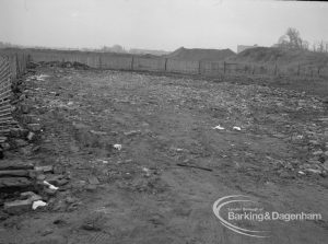 Gypsy encampment, showing temporary ‘permanent’ site prepared for fifteen caravans near The Chase, Dagenham, with view of site looking south, 1970