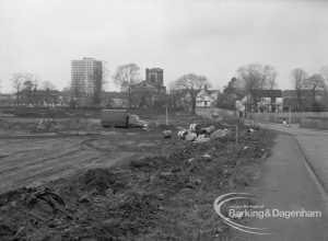 Dagenham old village housing development, showing cleared site looking west, 1971