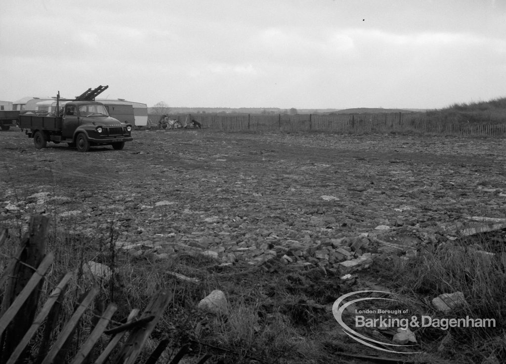 Gypsy encampment, showing central area of official site prepared near The Chase, Dagenham, 1971