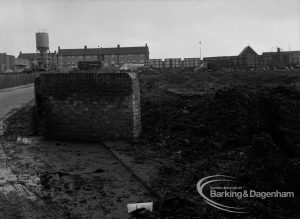 Dagenham old village housing development, showing the bulldozed and levelled stream, 1971