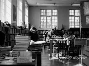 Rectory Library, Dagenham, showing adult section from south-east corner, 1971