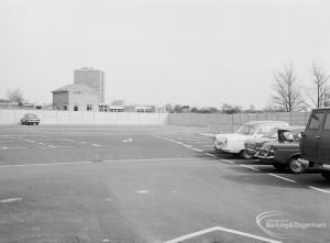 Car park off Broad Street, Dagenham, looking north, 1971