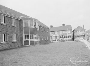 Housing for elderly people at Grays Court, Dagenham, showing east end with bay window, 1971