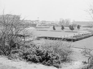 Mayesbrook Park, Dagenham, showing shrubbery and fields from the north east side, 1971