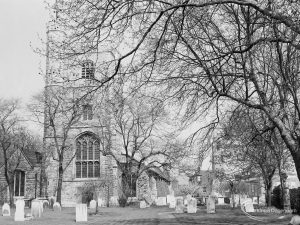 The tower at St Margaret’s Parish Church, Barking, taken from the southwest, 1971