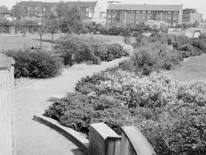 The formal gardens taken from the northwest at Mayesbrook Park, Dagenham, 1971