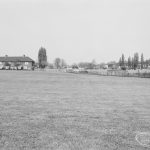 Goresbrook Road area, Dagenham, viewed looking north across field from Goresbrook Road, 1971