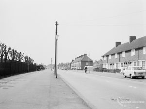 Goresbrook Road, Dagenham, looking west from Goresbrook School, 1971