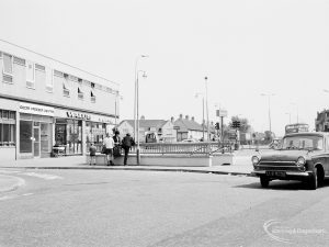 The view looking north-east from the subway at the Chequers, Dagenham, 1971