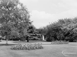 Tulip bed and view near the War Memorial at Barking Park, Barking, 1971