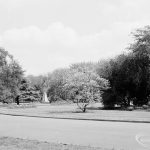 Distant view of the War Memorial and setting in Barking Park, Barking, 1971