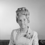 London Borough of Barking Mayor and Corporation members 1971 – 1972 taken at Barking Town Hall, showing Councillor Mrs A Howie, 1971