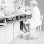 London Borough of Barking Welfare Department, Gascoigne Training Centre for Adults, showing woman operating lathe, 1971