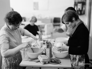 London Borough of Barking Welfare Department, Gascoigne Training Centre for Adults, showing members of cookery group, 1971