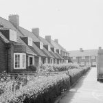 Housing development, showing Moss Road, Dagenham prior to demolition, south side from east, 1971