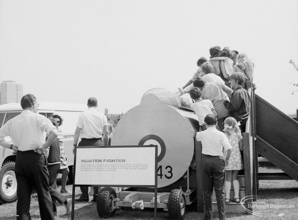 Dagenham Town Show 1971 at Central Park, Dagenham, showing demonstration on site of Hunter Fighter, 1971