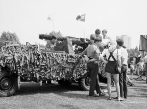 Dagenham Town Show 1971 at Central Park, Dagenham, showing a camouflaged, armoured car, 1971