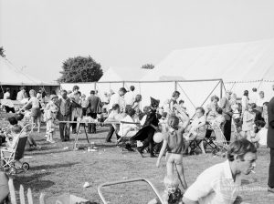 Dagenham Town Show 1971 at Central Park, Dagenham, showing scene outside refreshment tent, 1971