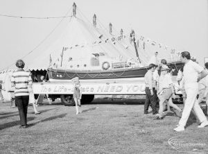 Dagenham Town Show 1971 at Central Park, Dagenham, showing ‘The Life-boats Need You’ model on float, 1971