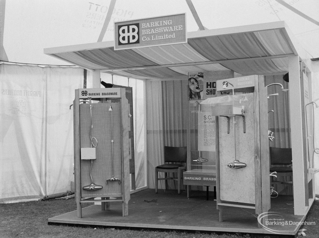 Dagenham Town Show 1971 at Central Park, Dagenham, showing ‘Barking Brassware Co. Limited’ stand, 1971