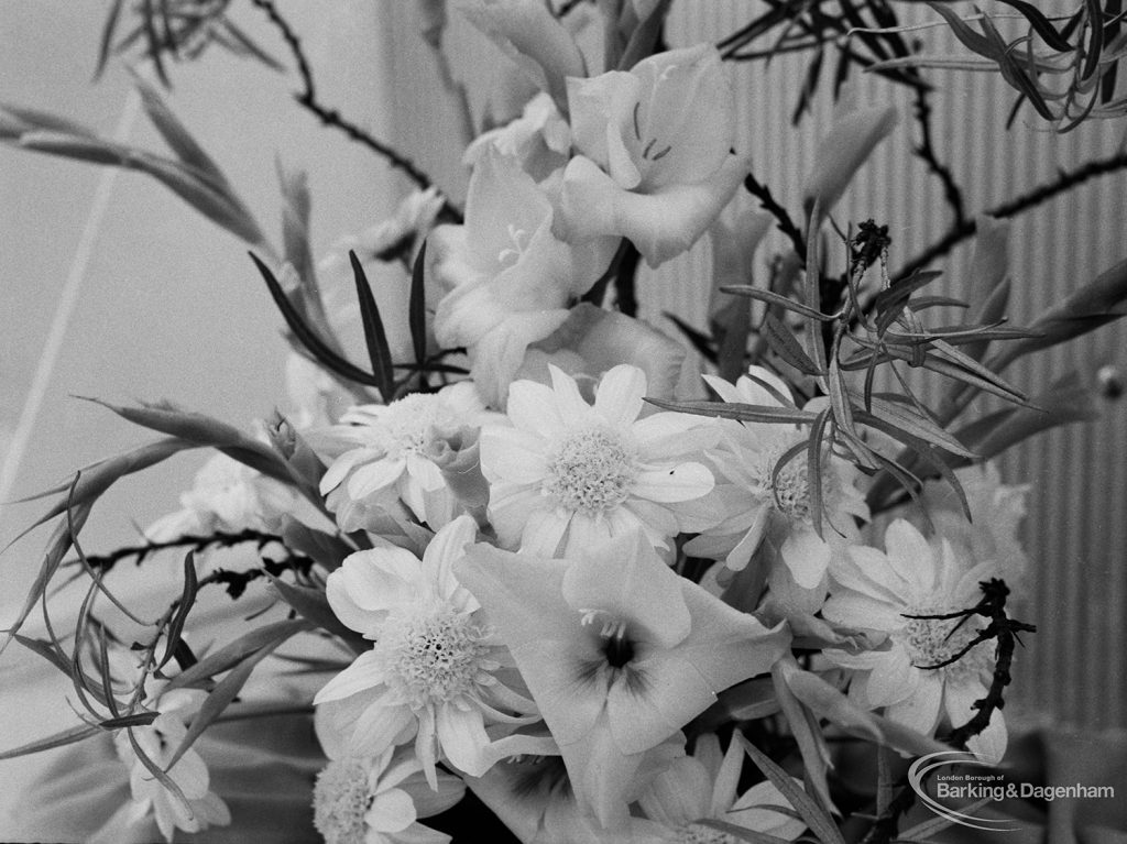 Dagenham Town Show 1971 at Central Park, Dagenham, showing spray with lilies in Flower Arrangement display, 1971