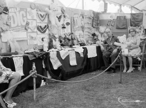 Dagenham Town Show 1971 at Central Park, Dagenham, showing Handicrafts stand with embroidery and soft toys, 1971