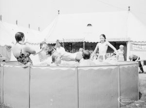 Dagenham Town Show 1971 at Central Park, Dagenham, showing Dagenham Swimming Club display, with youngsters playing in pool, 1971