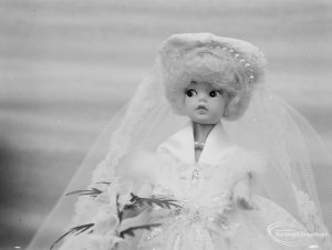 Dagenham Town Show 1971 at Central Park, Dagenham, showing doll in bridal attire on Handicrafts stand, 1971