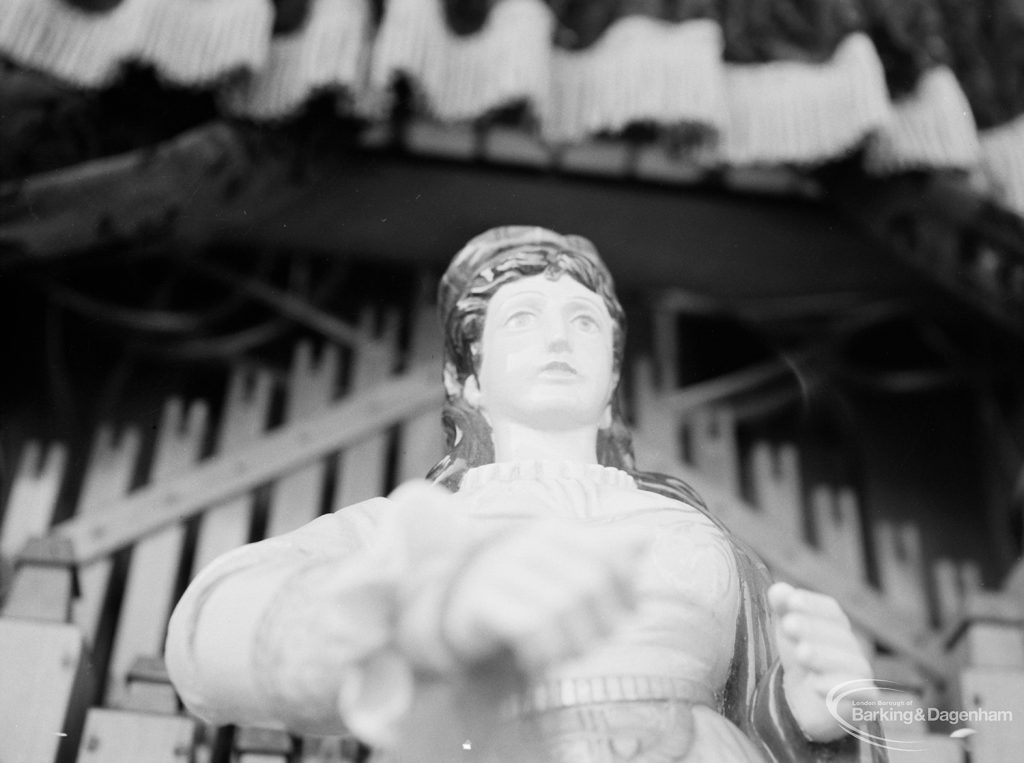 Dagenham Town Show 1971 at Central Park, Dagenham, showing painted figurehead on Handicrafts stand, 1971