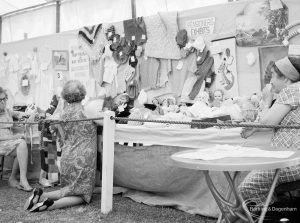 Dagenham Town Show 1971 at Central Park, Dagenham, showing Pensioners Exhibits including knitting on Handicrafts stand, 1971