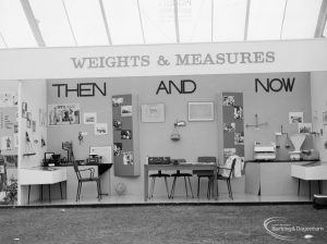 Dagenham Town Show 1971 at Central Park, Dagenham, showing ‘Then and Now’ display on Weights and Measures stand, 1971